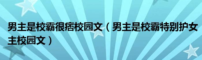 男主是校霸很痞校園文（男主是校霸特別護(hù)女主校園文）
