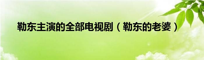 勒東主演的全部電視?。ɡ諙|的老婆）