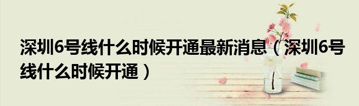 深圳6號(hào)線什么時(shí)候開(kāi)通最新消息（深圳6號(hào)線什么時(shí)候開(kāi)通）