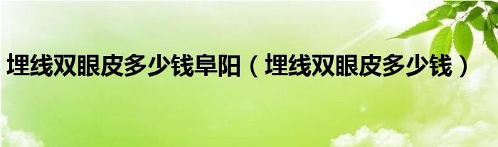 埋線(xiàn)雙眼皮多少錢(qián)阜陽(yáng)（埋線(xiàn)雙眼皮多少錢(qián)）