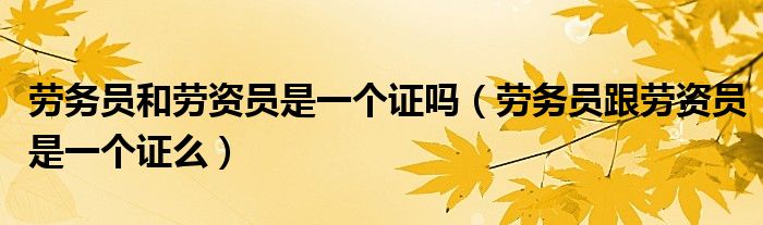 勞務員和勞資員是一個證嗎（勞務員跟勞資員是一個證么）