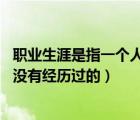 職業(yè)生涯是指一個(gè)人一生的什么經(jīng)歷（我的乳釘陰環(huán)生涯 有沒有經(jīng)歷過的）