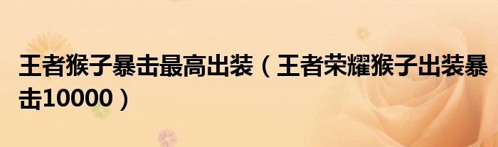王者猴子暴擊最高出裝（王者榮耀猴子出裝暴擊10000）