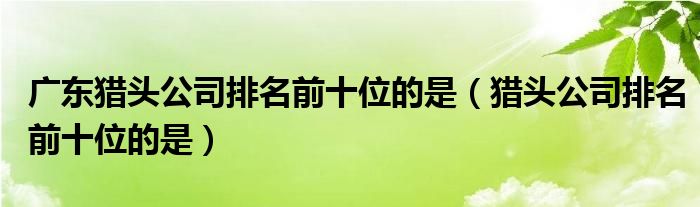 廣東獵頭公司排名前十位的是（獵頭公司排名前十位的是）