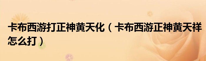 卡布西游打正神黃天化（卡布西游正神黃天祥怎么打）