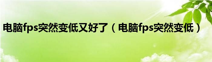 電腦fps突然變低又好了（電腦fps突然變低）