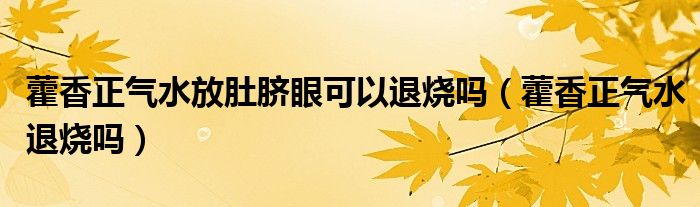 藿香正氣水放肚臍眼可以退燒嗎（藿香正氣水退燒嗎）