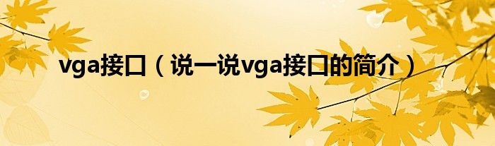 vga接口（說一說vga接口的簡介）