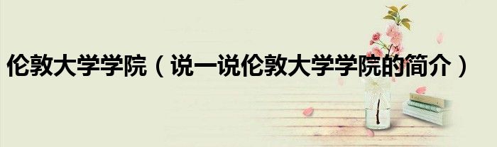 倫敦大學(xué)學(xué)院（說一說倫敦大學(xué)學(xué)院的簡介）