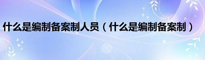 什么是編制備案制人員（什么是編制備案制）