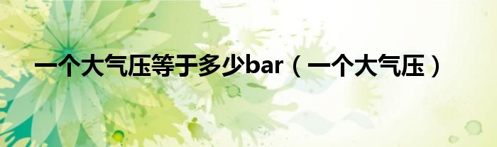 一個大氣壓等于多少bar（一個大氣壓）