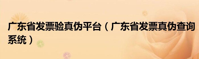 廣東省發(fā)票驗(yàn)真?zhèn)纹脚_(tái)（廣東省發(fā)票真?zhèn)尾樵?xún)系統(tǒng)）