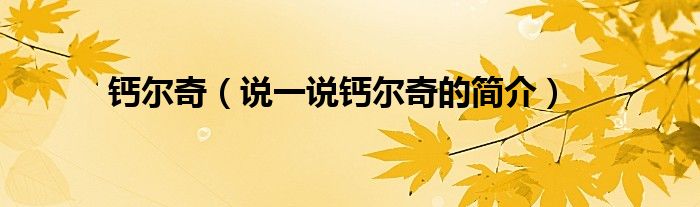 鈣爾奇（說一說鈣爾奇的簡(jiǎn)介）