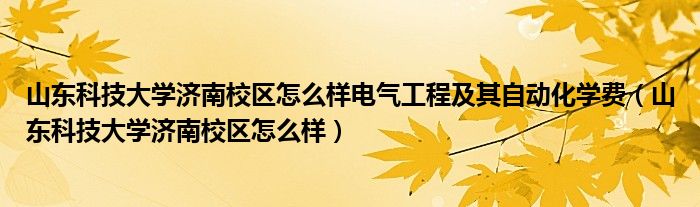 山東科技大學(xué)濟(jì)南校區(qū)怎么樣電氣工程及其自動化學(xué)費(fèi)（山東科技大學(xué)濟(jì)南校區(qū)怎么樣）