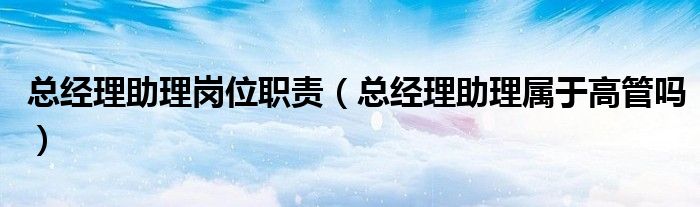 總經(jīng)理助理崗位職責(zé)（總經(jīng)理助理屬于高管嗎）