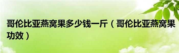 哥倫比亞燕窩果多少錢一斤（哥倫比亞燕窩果功效）