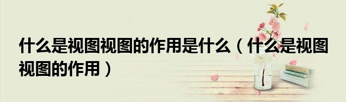 什么是視圖視圖的作用是什么（什么是視圖 視圖的作用）