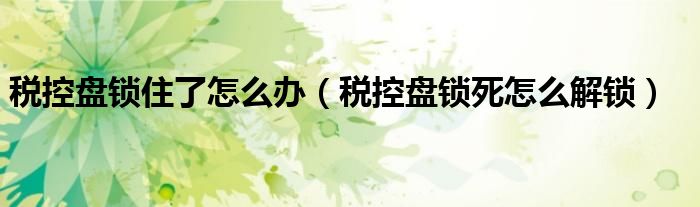 稅控盤鎖住了怎么辦（稅控盤鎖死怎么解鎖）