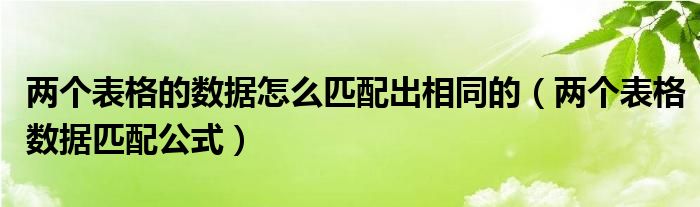 兩個(gè)表格的數(shù)據(jù)怎么匹配出相同的（兩個(gè)表格數(shù)據(jù)匹配公式）