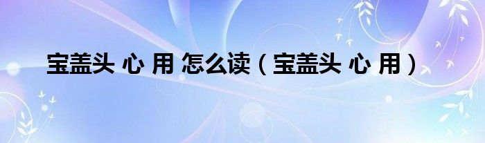 寶蓋頭 心 用 怎么讀（寶蓋頭 心 用）