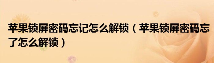 蘋果鎖屏密碼忘記怎么解鎖（蘋果鎖屏密碼忘了怎么解鎖）