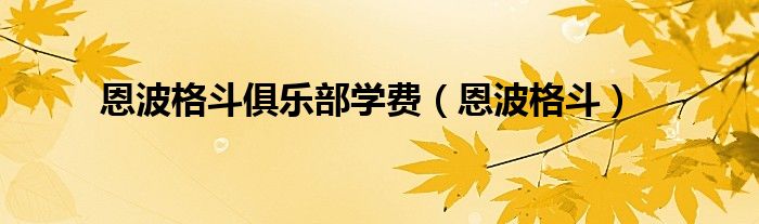 恩波格斗俱樂部學費（恩波格斗）