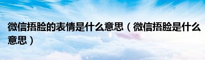 微信捂臉的表情是什么意思（微信捂臉是什么意思）
