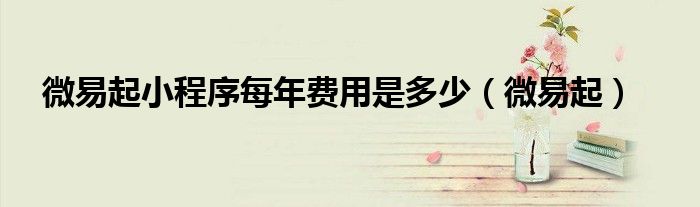 微易起小程序每年費用是多少（微易起）
