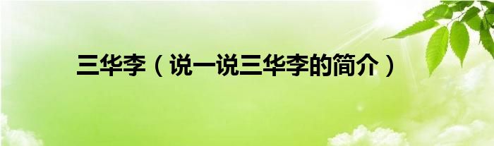 三華李（說一說三華李的簡介）
