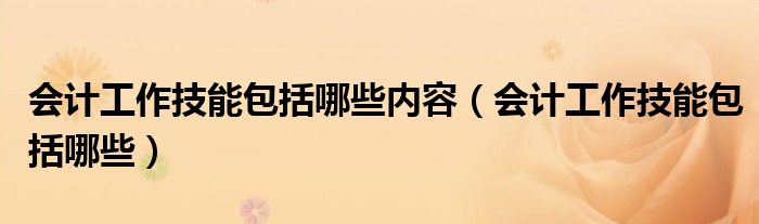 會計工作技能包括哪些內容（會計工作技能包括哪些）