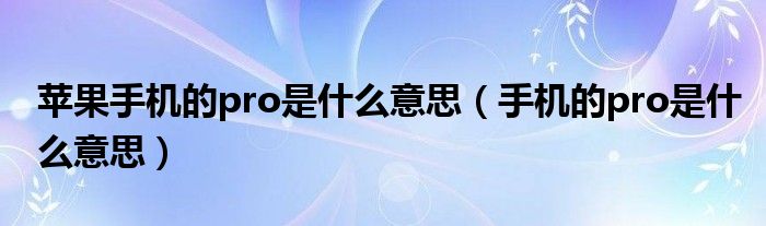 蘋果手機(jī)的pro是什么意思（手機(jī)的pro是什么意思）