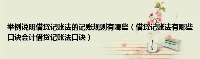 舉例說明借貸記賬法的記賬規(guī)則有哪些（借貸記賬法有哪些口訣會計(jì)借貸記賬法口訣）