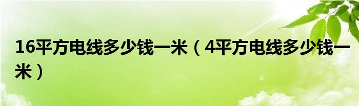 16平方電線多少錢一米（4平方電線多少錢一米）