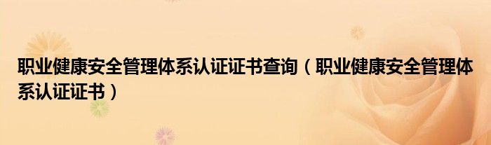職業(yè)健康安全管理體系認證證書查詢（職業(yè)健康安全管理體系認證證書）