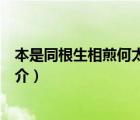 本是同根生相煎何太急（說一說本是同根生相煎何太急的簡介）