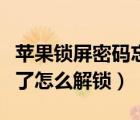 蘋果鎖屏密碼忘記怎么解鎖（蘋果鎖屏密碼忘了怎么解鎖）