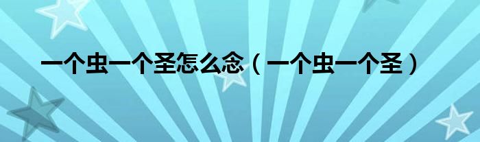 一個蟲一個圣怎么念（一個蟲一個圣）