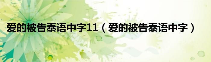 愛的被告泰語中字11（愛的被告泰語中字）