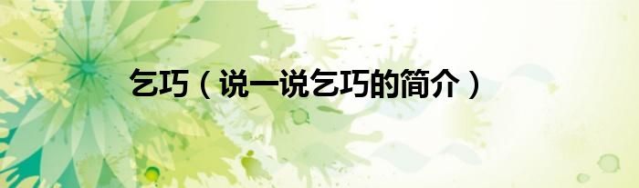 乞巧（說(shuō)一說(shuō)乞巧的簡(jiǎn)介）