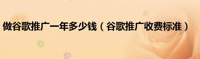 做谷歌推廣一年多少錢（谷歌推廣收費(fèi)標(biāo)準(zhǔn)）