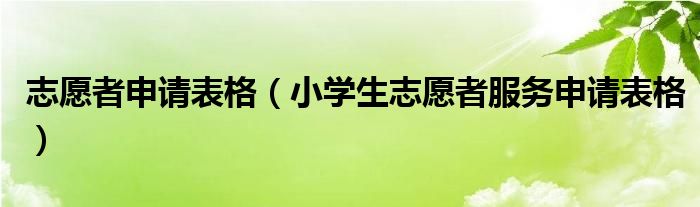 志愿者申請表格（小學(xué)生志愿者服務(wù)申請表格）