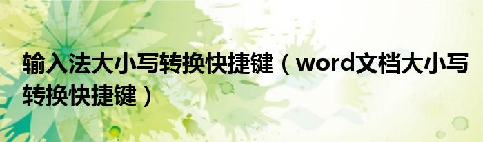 輸入法大小寫轉(zhuǎn)換快捷鍵（word文檔大小寫轉(zhuǎn)換快捷鍵）