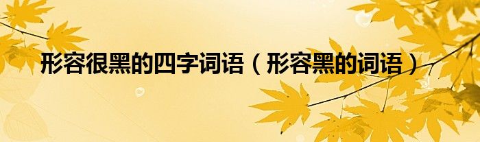 形容很黑的四字詞語(yǔ)（形容黑的詞語(yǔ)）
