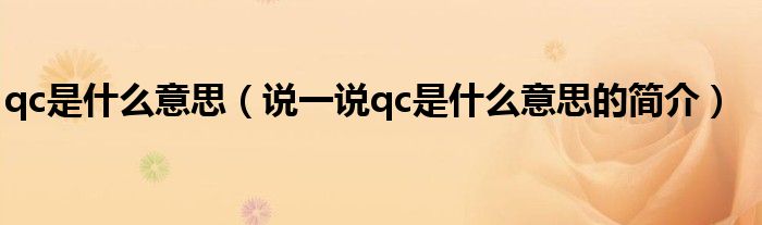 qc是什么意思（說一說qc是什么意思的簡介）