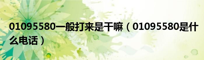 01095580一般打來是干嘛（01095580是什么電話）