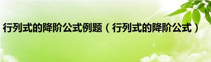 行列式的降階公式例題（行列式的降階公式）