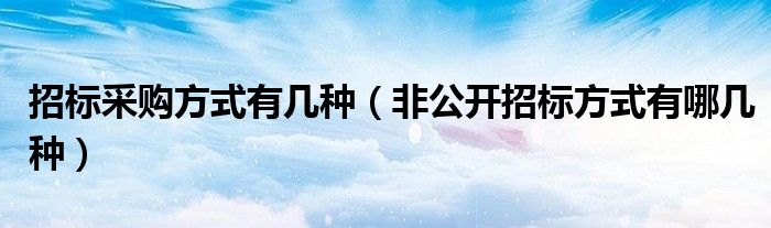 招標采購方式有幾種（非公開招標方式有哪幾種）