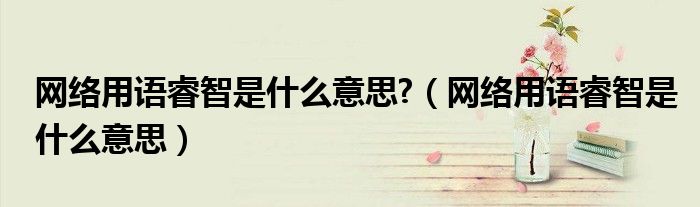 網(wǎng)絡(luò)用語睿智是什么意思?（網(wǎng)絡(luò)用語睿智是什么意思）