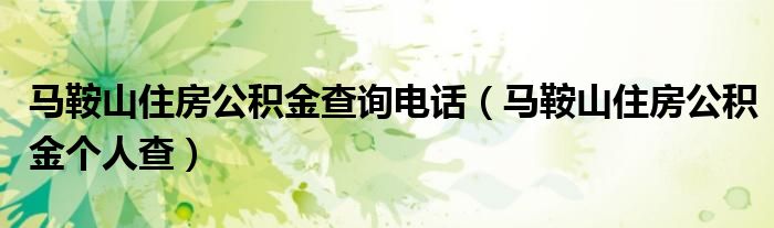 馬鞍山住房公積金查詢電話（馬鞍山住房公積金個(gè)人查）