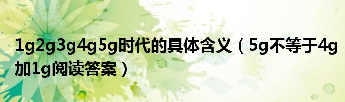 1g2g3g4g5g時(shí)代的具體含義（5g不等于4g加1g閱讀答案）